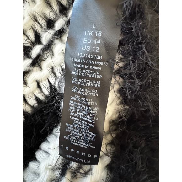 New TOPSHOP NORDSTROM Women's Black Crew Neck Knitted Sweater Size L - Picture 7 of 7